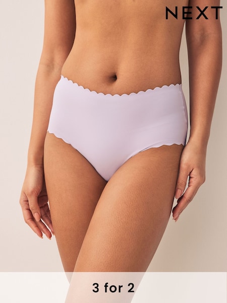 Lilac Purple Midi No VPL Scallop Edge Knickers (E14347) | £9