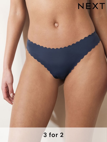 Navy Thong No VPL Scallop Edge Knickers (E14349) | £7