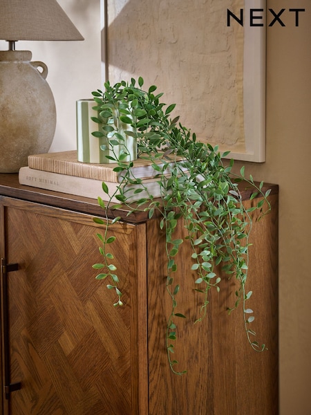 Green Artificial Trailing Plant In Stripe Ceramic Pot (E14365) | £22