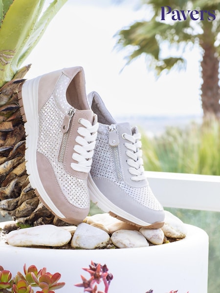 Pavers Grey Pavers Grey Chunky Lace-Up Trainers (E14486) | £35