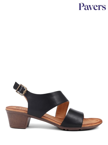 Pavers Black Block Heeled Sandals (E14521) | £35