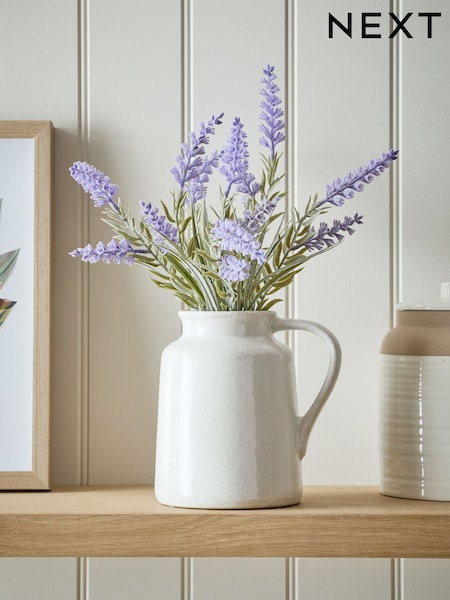Purple Artificial Lavender In Ceramic Jug (E14534) | £30