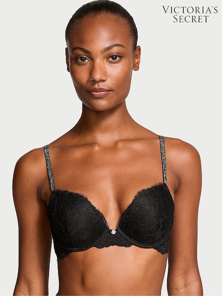 Victoria's Secret Black Push Up Twinkle Strap Bra (E14612) | £59