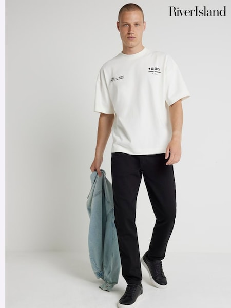 River Island Black Tapered Stretch Jeans (E14673) | £35