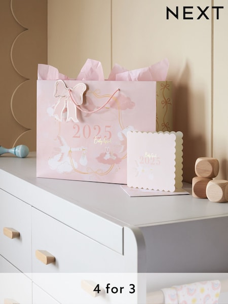 Pink Baby Girl Born In 2025 Gift Bag and Card Set (E14965) | £4