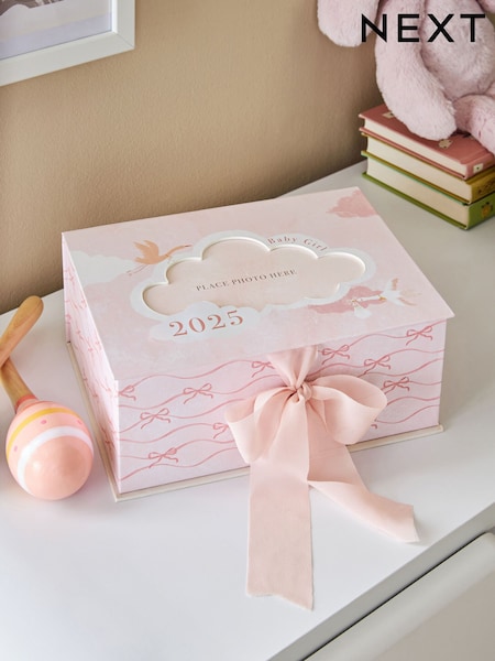 Pink Baby Girl Born in 2025 Keepsake Box (E14969) | £10