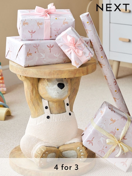 Pink Baby Girl Stork 10 Metre Wrapping Paper (E14974) | £5.50
