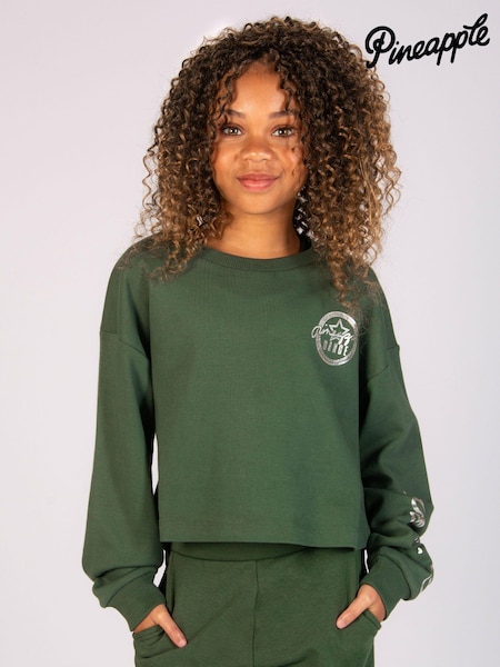 Pineapple Green Girls Logo Crop Sweatshirt (E15225) | £25