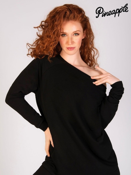 Pineapple Black Longline Off Shoulder Womens Sweater (E15242) | £37