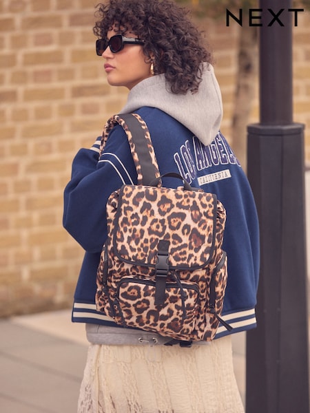 Leopard Nylon Backpack (E15459) | £40