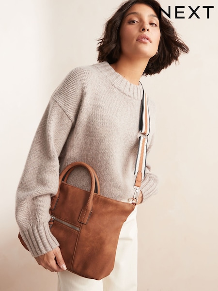 Tan Brown Handheld Shopper Bag (E15471) | £34