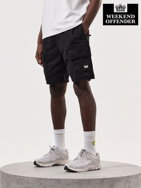 Weekend Offender Mens 100% Cotton Scopello Black Cargo Shorts (E15491) | £30
