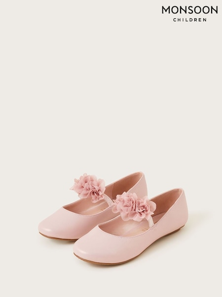 Monsoon Pink Corsage Ballerina Flats (E15569) | £24 - £28