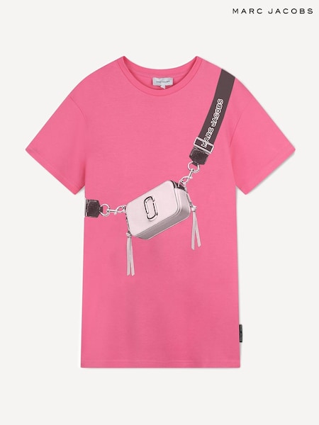 Marc Jacobs Pink Marc Jacobs Pink Short Sleeve T-Shirt Dress With Logo Cross-Body Bag Design (E15594) | £85 - £100