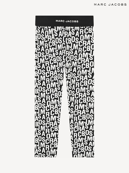 Marc Jacobs All Over Logo Print Black Leggings (E15598) | £69 - £85