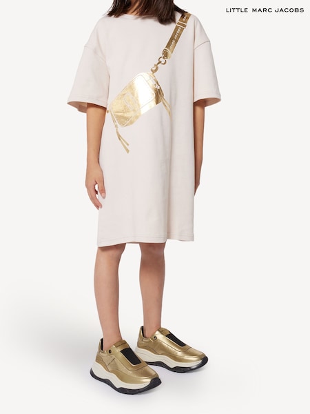 Marc Jacobs Natural Marc Jacobs Pink Short Sleeve T-Shirt Dress With Logo Cross-Body Bag Design (E15601) | £85 - £100