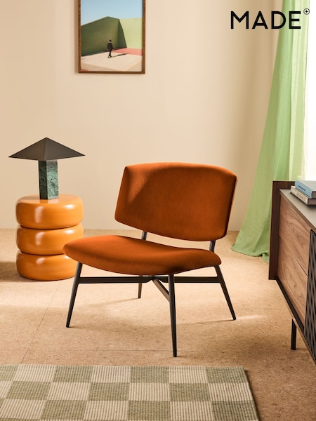 MADE.COM Velvet Cinnamon Orange Kuta Accent Chair (E15888) | £155
