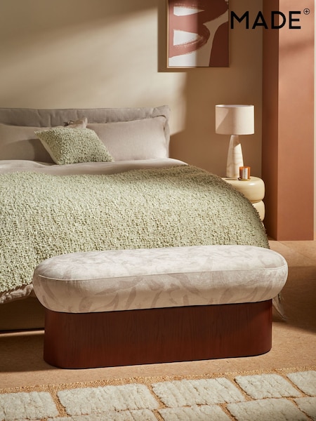 MADE.COM Natural Taupe Brushstroke Velvet Novara Storage Ottoman Bench (E15912) | £250