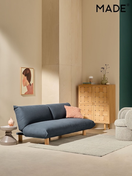 MADE.COM Navy Brushed Plain Jude 3 Seater Sofa Bed (E15923) | £599