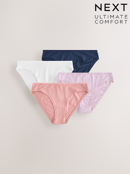Navy/Pink/Cream High Leg Thong Modal Logo Ultimate Comfort Knickers 4 Pack (E15972) | £18