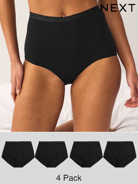 Black Scallop Logo Full Brief Logo Knickers 4 Pack (E15976) | £18