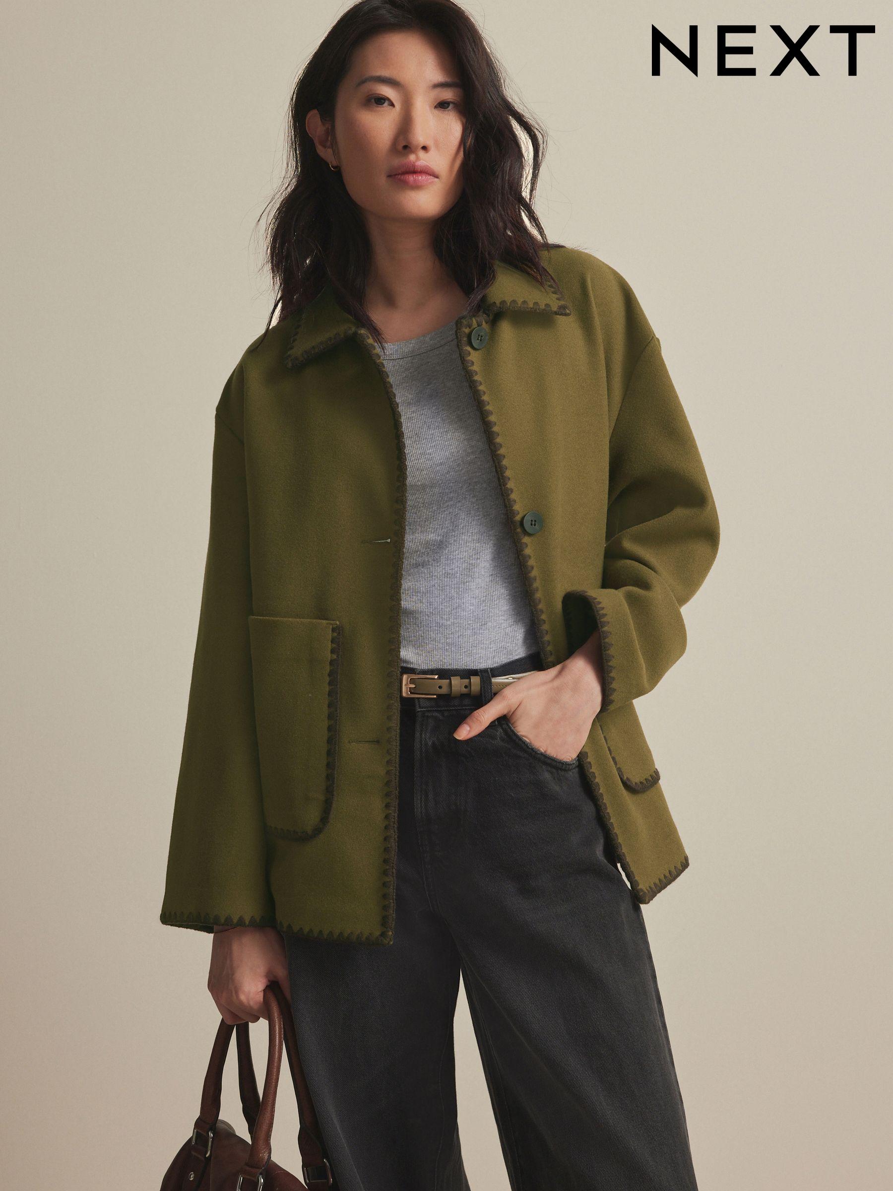 Olive green short jacket clearance