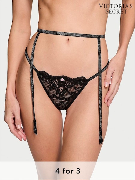 Victoria's Secret Black Twinkle Strap Suspenders (E16298) | £35