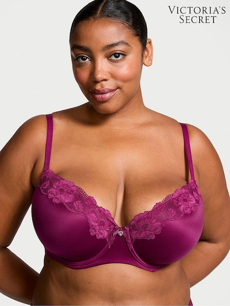 Victoria's Secret Plum Rouge Purple Lace Trim Demi Bra (E16300) | £39