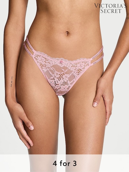 Victoria's Secret Chalk Rose Pink Brazilian Twinkle Strap Knickers (E16312) | £20