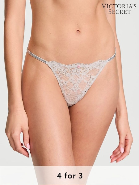 Victoria's Secret Silver Pearl Grey G String Twinkle Strap Knickers (E16314) | £20