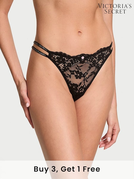 Victoria's Secret Black Brazilian Twinkle Strap Knickers (E16316) | £20