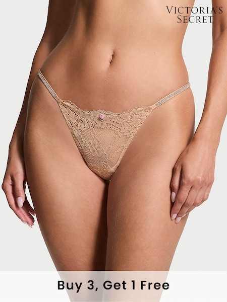 Victoria's Secret Praline Nude G String Twinkle Strap Knickers (E16317) | £20