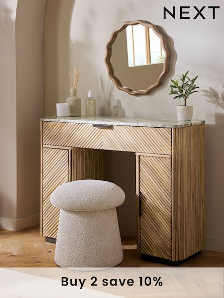 Natural Valencia 1 Drawer 2 Doors Solid Mango Wood Dressing Table (E16334) | £899