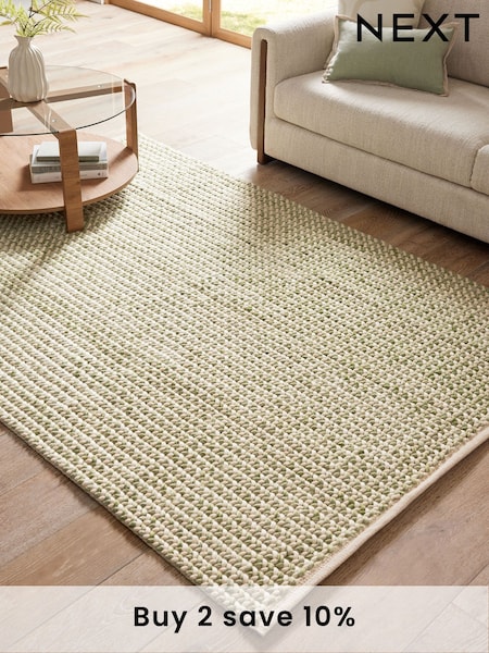 Sage Green Knit Effect Rug (E16488) | £110 - £290