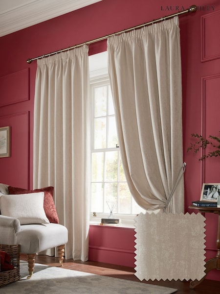 Laura Ashley Natural Whinfell Headertape Curtains (E17183) | £135 - £215
