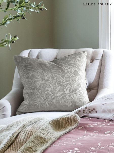 Laura Ashley Grey Barley Embossed Cushion (E17184) | £38