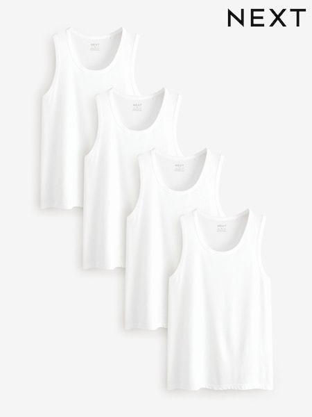 White 100% Cotton Vests 4 Pack (E17287) | £30