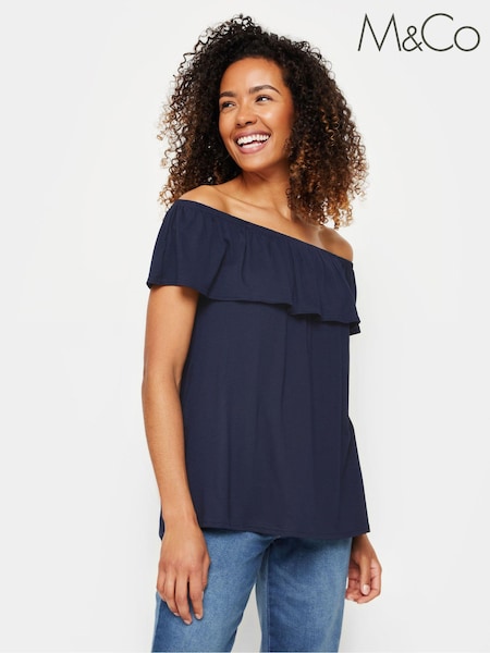 M&Co Blue Bardot Top (E17297) | £25