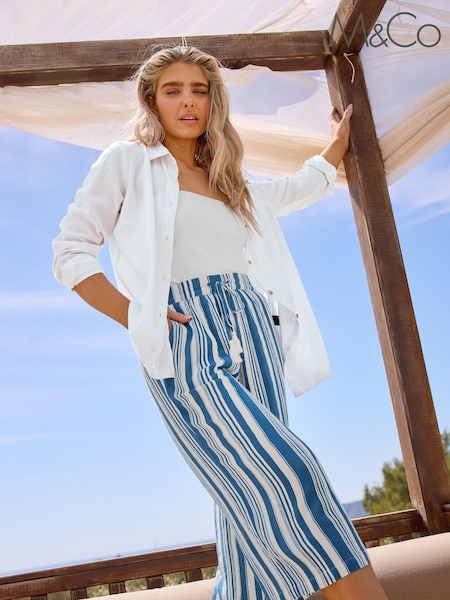 M&Co Blue Light Tie Waist Trousers (E17353) | £27