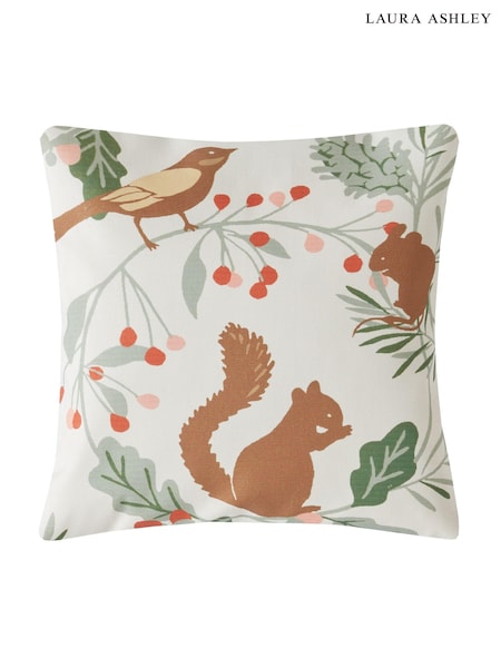 Laura Ashley Sage Green Autumnal Woodland 100% Cotton Cushion (E17369) | £35