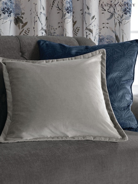 Laura Ashley Velvet Dark Dove Hanya 100% Cotton Cushion (E17371) | £40