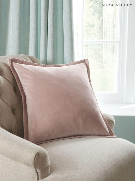 Laura Ashley Velvet Dark Blush Hanya 100% Cotton Cushion (E17374) | £40