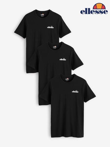 Ellesse Azzini 100% Cotton Black T-Shirts 3 Pack (E17410) | £30