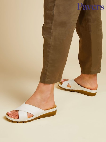 Pavers White Pavers Crossover Mule Sandals (E17416) | £30