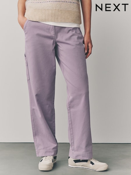 Lilac Purple Cargo 100% Cotton Trousers (E17545) | £29