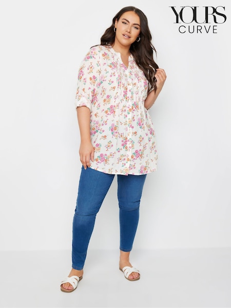 Yours Curve White Pintuck Shirt (E17587) | £29