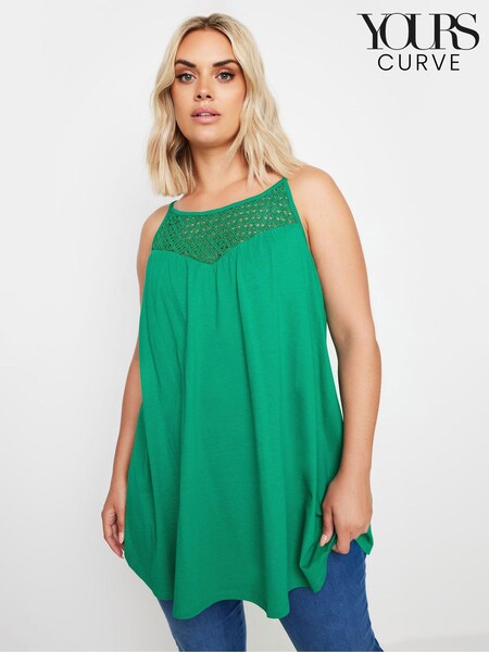 Yours Curve Green Crochet Detail Vest (E17604) | £19