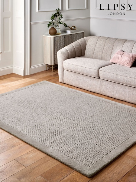 Lipsy White Wool Border Rug (E17644) | £90 - £350