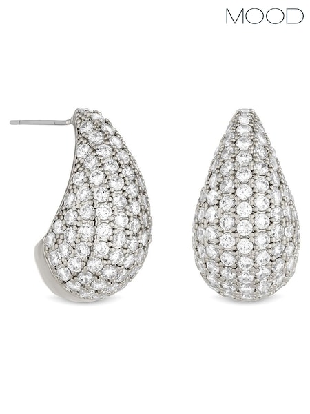 Mood Silver Tone Crystal Dome Hoop Earrings (E17713) | £17