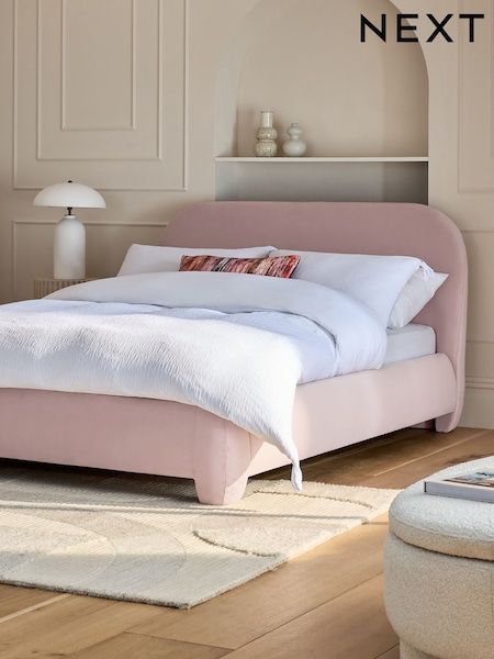 Soft Velvet Blush Pink Lottie Upholstered Bed Frame (E17886) | £599 - £699